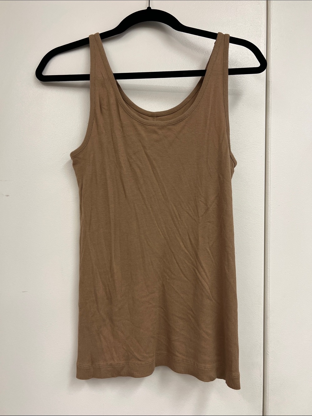 Vince Classic Ribbed Knit Tank Top in Brown Pima Cotton Modal Women’s XL